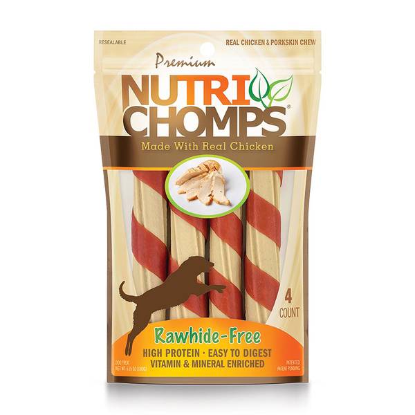 Nutri Chomps 4Count 6" Chicken Wrapped Twist Dog Chews NT001 Blain's Farm & Fleet