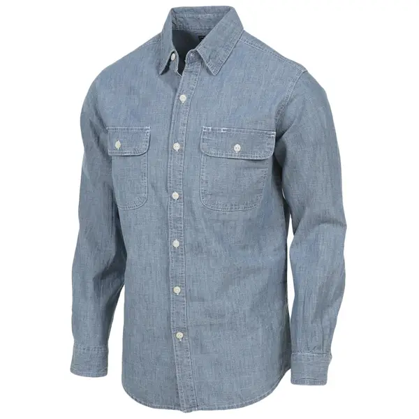 Mens fashion denim work shirts long sleeve