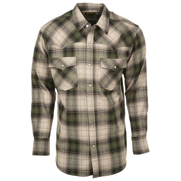 Work n' Sport Men's Western Flannel Shirt, Olive Plaid, XL - 44519-038 ...