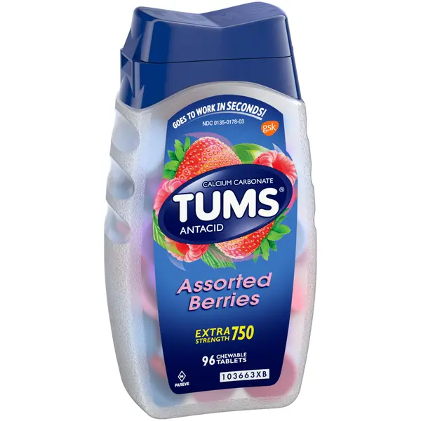 Tums Antacid, Extra Strength 750, Chewable Tablets, Assorted Berries - 96 chewable tablets