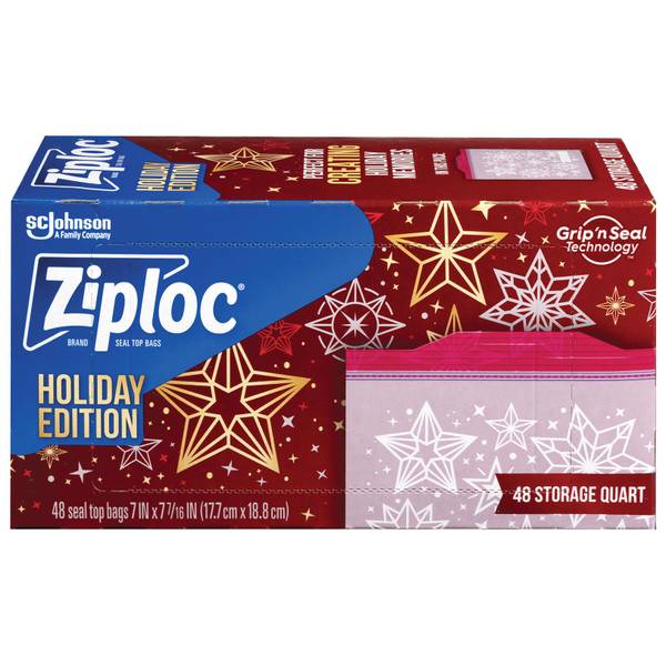 Ziploc 48-Count Holiday Storage Quart Bags - 71521