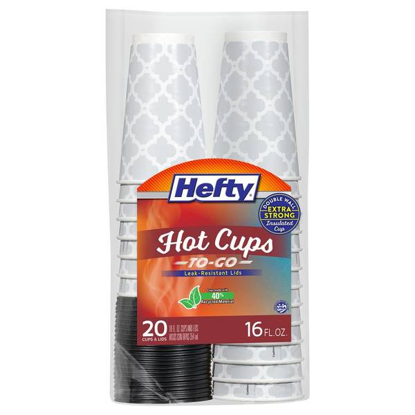 Hefty Disposable Coffee Cups With Lids 16 Ounce 20 Count 1 for sale online