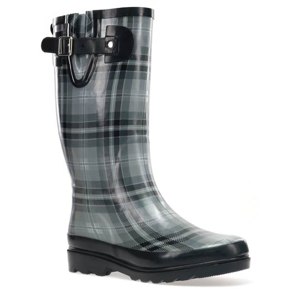 plaid rubber boots