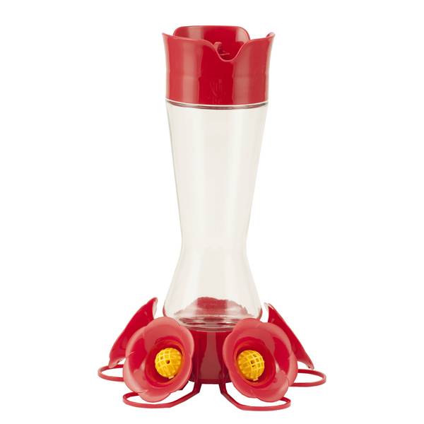 Photo of Pinch-Waist Glass Hummingbird Feeder, 16 oz, Bird-Preferred Design, Five Flower-Shaped Ports