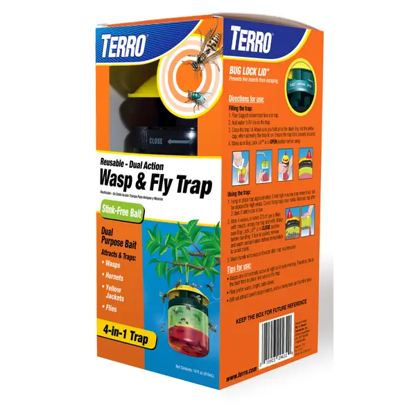 TERRO Re-Usable / Dual-Action Wasp & Fly Trap for Wasps Hornets Flies etc. 