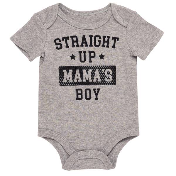 Baby Starters Infant Boy's Bodysuit Mama's Boy Grey - A4500802-12M ...