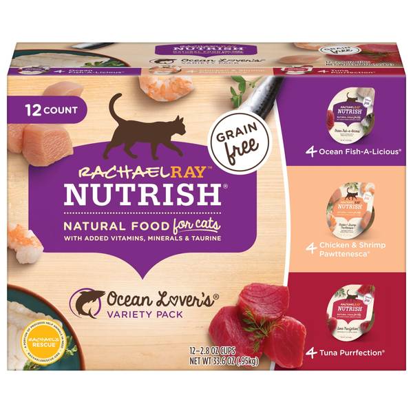Rachael Ray Nutrish Natural Fish Lovers Variety Pack Wet Cat Food - 12 count, 2.8 oz tubs