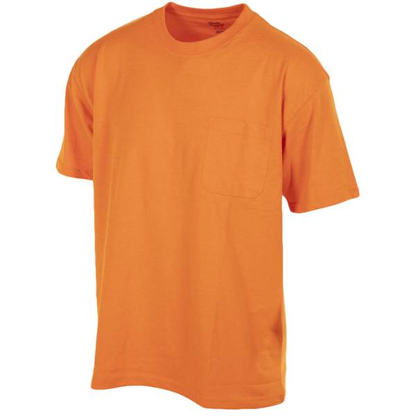 Work n' Sport Men's Heavyweight Pocket TShirt, Orange Hi Vis, L