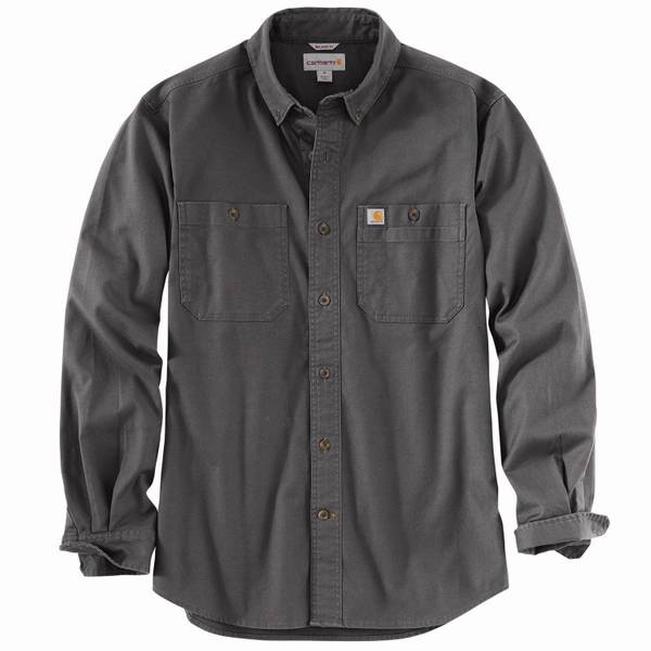 Carhartt Men's Long Sleeve Woven Twill Shirt, Gravel, XL - 103554039-XL ...