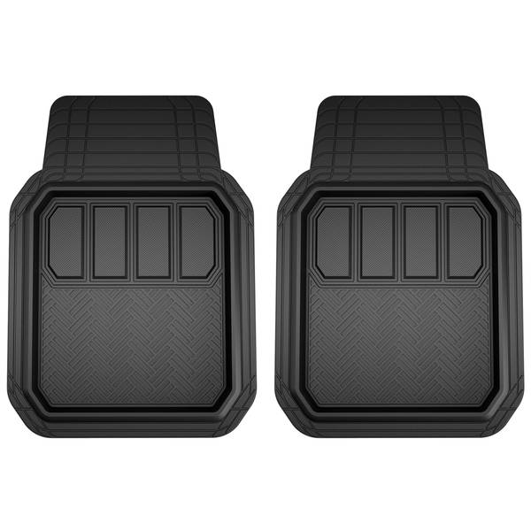 Motor Trend Black Deep Dish Rubber Car Floor Mats - All Weather Front Pair, Trimmable Universal Fit