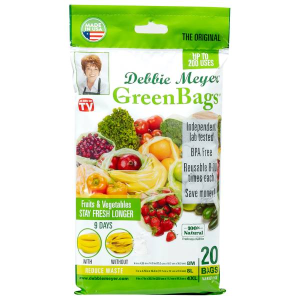 20 Stay Fresh Green Bags Reusable Vegetable Fruit Produce 