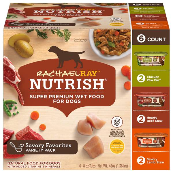 Rachael Ray Nutrish 6Count 8 oz Savory Favorites Variety Pack Natural Premium Wet Dog Food