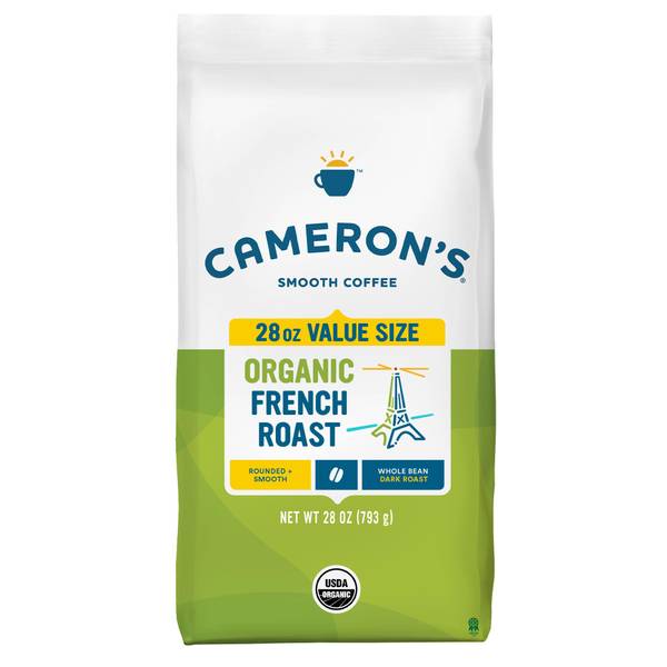 Cameron's Coffee 28 oz Organic French Roast Whole Bean Coffee