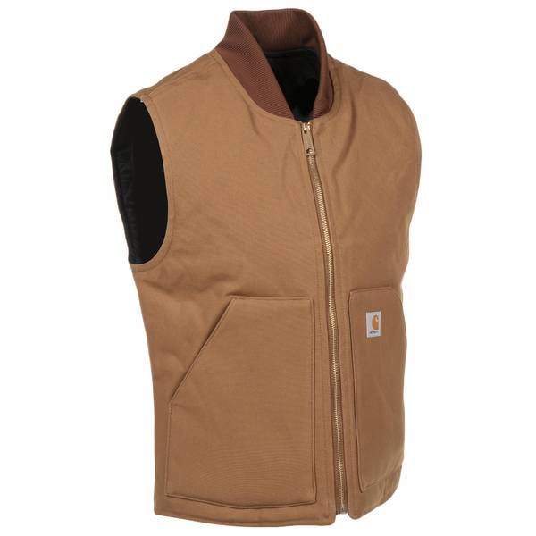 Carhartt mens Loose Fit Washed Duck Insulated Rib Collar Vest 