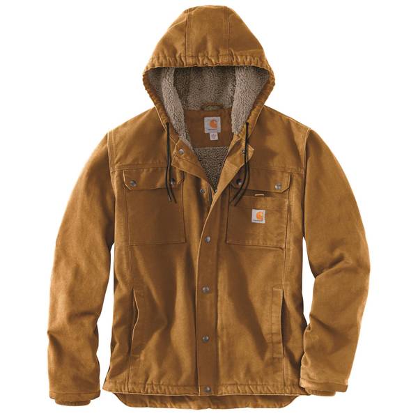 Carhartt Men's Dark Brown Washed Duck Sherpa Lined Work Coat