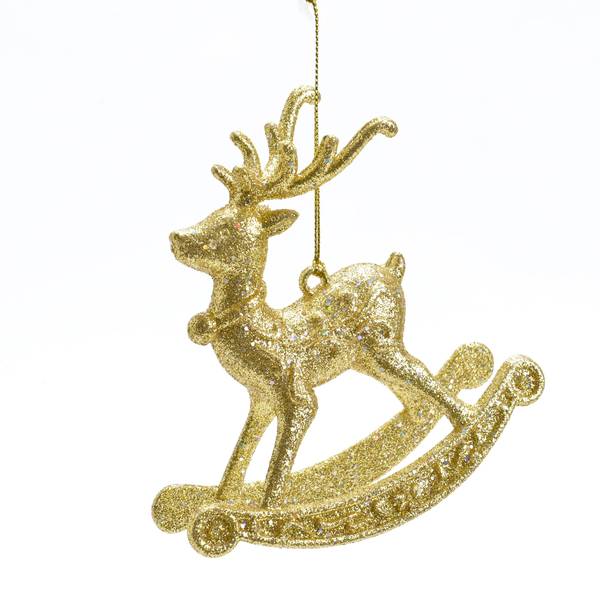 Photo of Rocking Glitter Deer Ornament, 4.5"x1.75"x4.25"