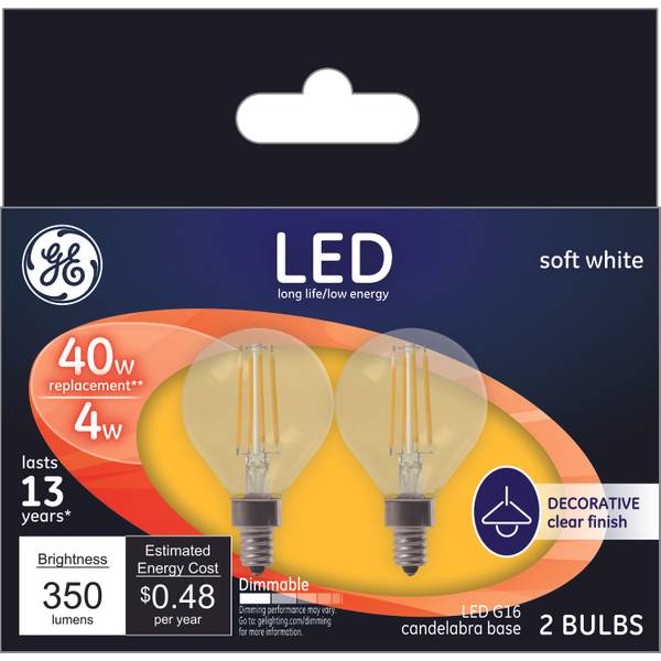 Photo of 2-Pack 4-Watt LED Soft White Dimmable G16 Light Bulbs