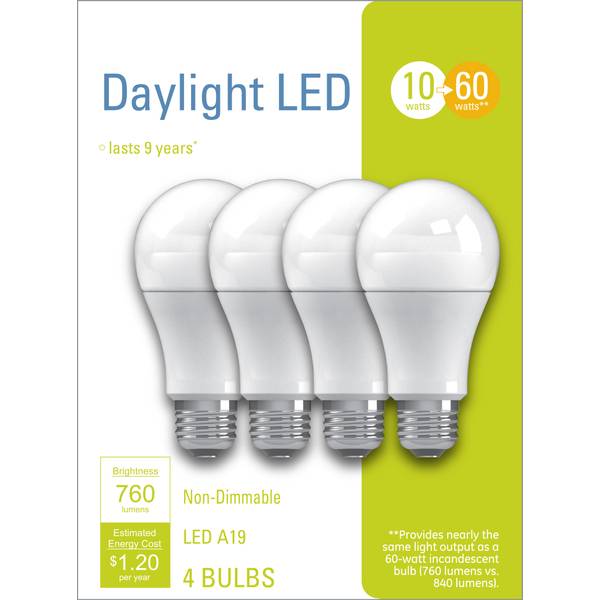 voormalig Diversen opslaan GE 4-Pack 10-Watt Daylight LED A19 Light Bulbs - 32589 | Blain's Farm &  Fleet