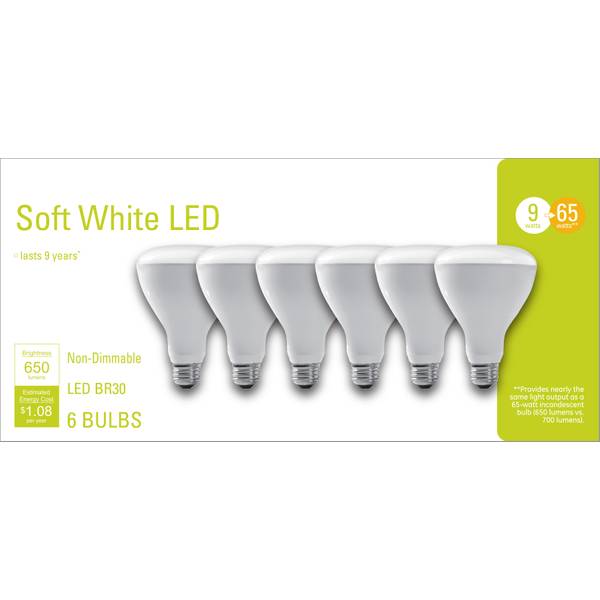 GE 6Pack 9Watt Soft White LED BR30 Light Bulbs 38621 Blain's Farm