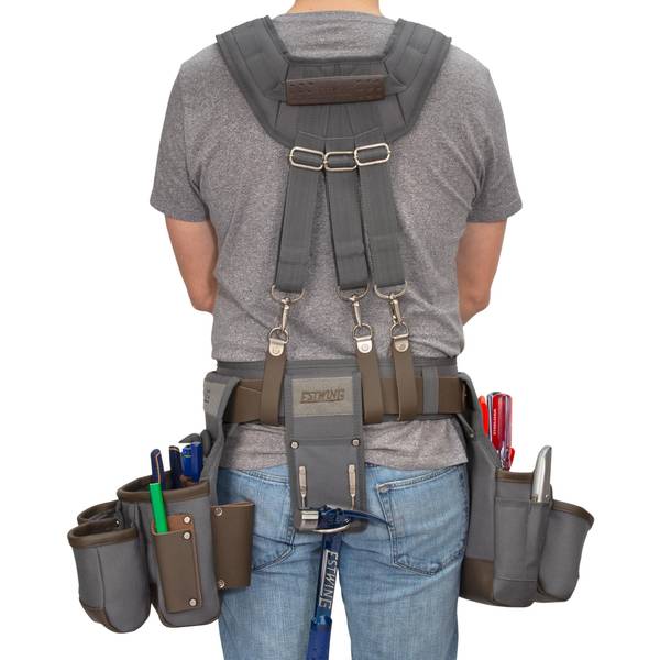 Estwing 14-Pocket Framer's Tool Belt – Leather, Steel Hardware, Rivet-Reinforced, Hammer Holder & Suspenders Rings, Fits 30-52" Waist