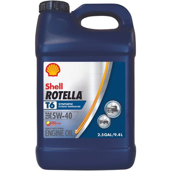 Rotella T6 5W-40 Full Synthetic Heavy Duty Engine Oil, 2.5 Gal