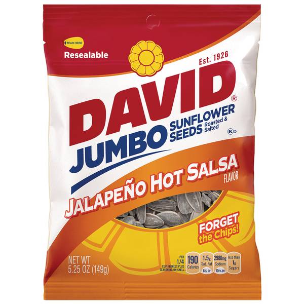 David 5.25 oz Jalapeno Hot Salsa Sunflower Seeds 702596 Blain's
