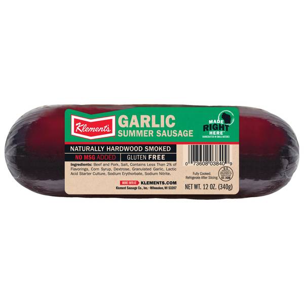 Klement's 12 oz Garlic Summer Sausage - 3840 | Blain's ...