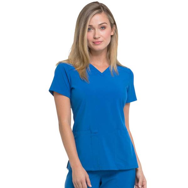 Dickies Dk Eds Essentials Womens V Neck Short Sleeve Scrub Top, Medium, Blue
