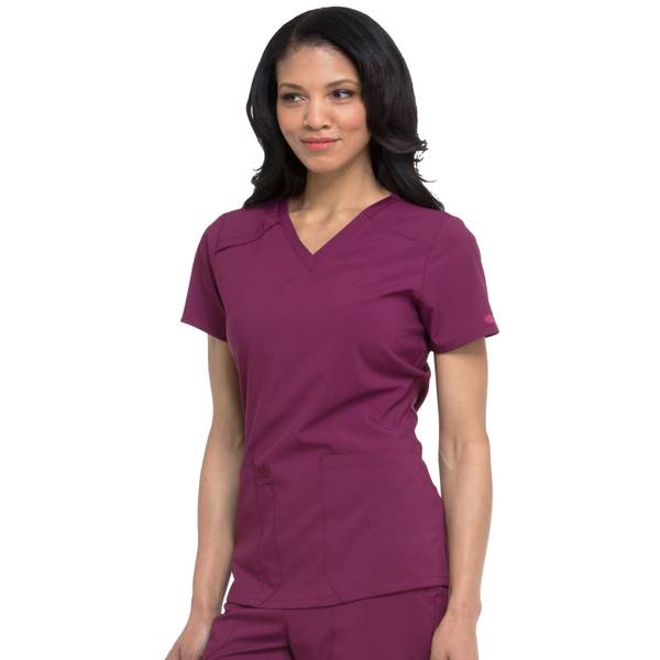 Dickies Women's Short Sleeve VNeck Scrub Top, Wine, M DK615WNPSM
