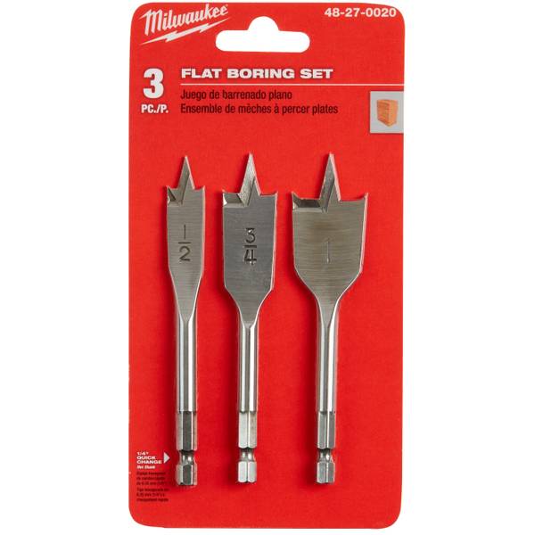 Milwaukee 48270020 3 Piece Stubby Flat Boring Set Blain's Farm & Fleet