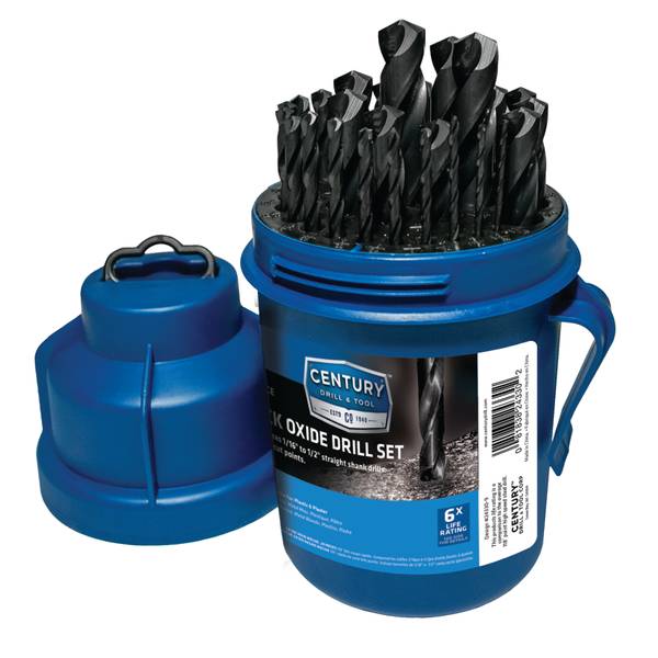 Century Drill & Tool 29 Piece Black Oxide Drill Bit Pod Set 24330
