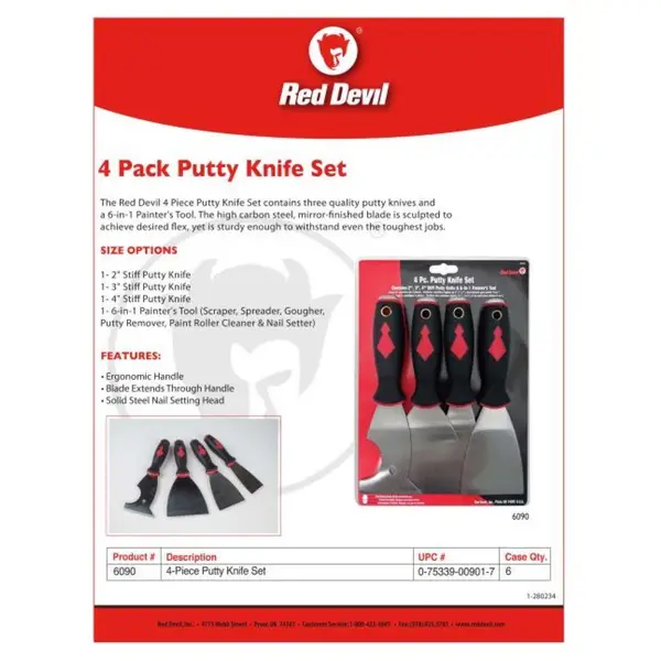 Red Devil 4-Piece Putty Knife Set - 6090 | Blain's Farm & Fleet