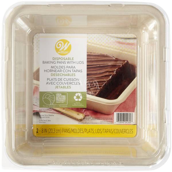 Wilton 2Pack Disposable 8" Square Pan with Lid 19124289 Blain's