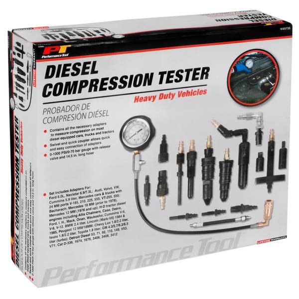 Diesel Engine Compression Pressure Tester Tool For FORD CUMMINS DETROIT 1000 Psi 