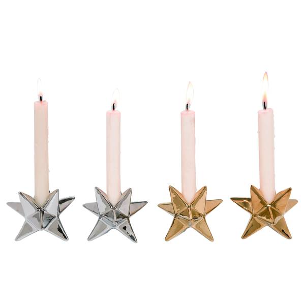 Photo of Metallic Star Tapered Candle Holder Assortment