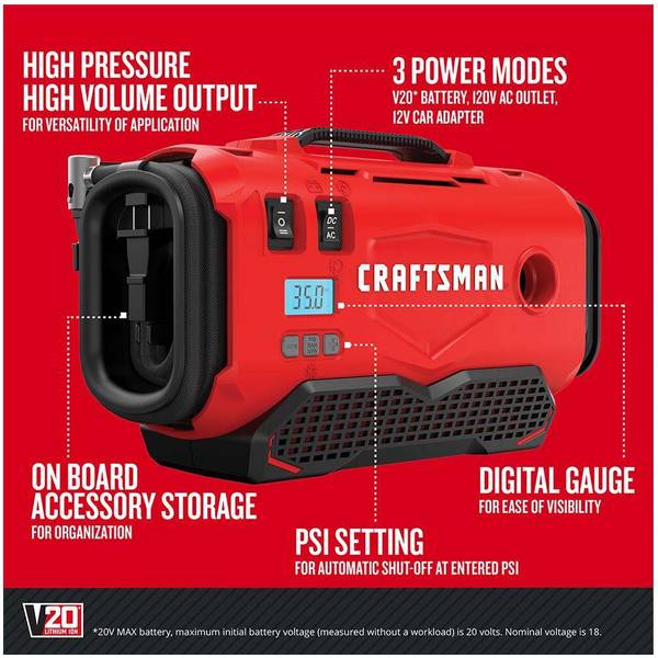 Craftsman v20 tire online inflator