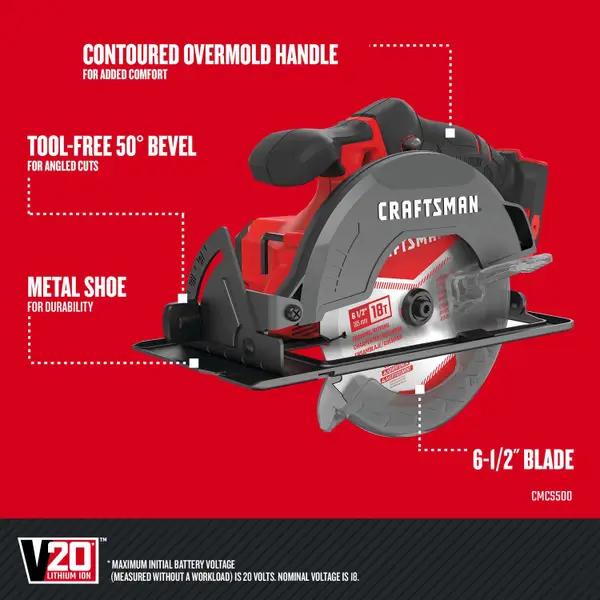 V20* Cordless 6-1/2-in Circular Saw (Tool Only)