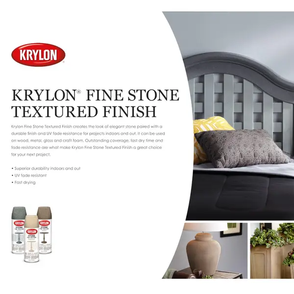Krylon Stone Fine Texture Finish Spray Paint Charcoal Color 12 oz NEW