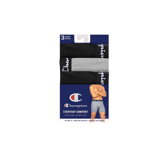 Champion Mens Everyday Comfort Cotton Stretch Boxer Briefs 3-Pack Boxer Briefs