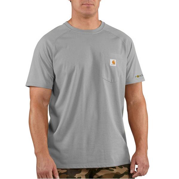 Carhartt Men's Force Cotton Delmont Short Sleeve T-Shirt, Heather Grey ...
