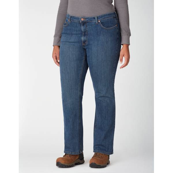 Dickies Women's Plus Size Perfect Shape Denim Bootcut Jeans, Stonewash ...