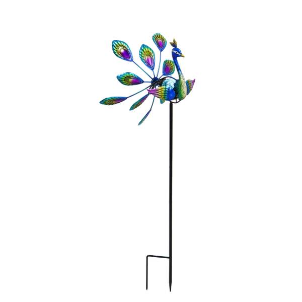 Evergreen Enterprises Solar Peacock Wind Spinner Stake - 2SP7145 ...