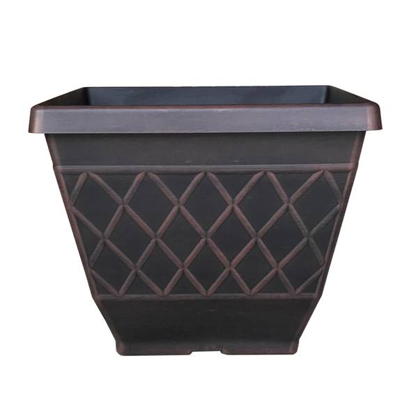 Southern Patio 16" Lacis Brown with Gold Brush Planter HDR054856