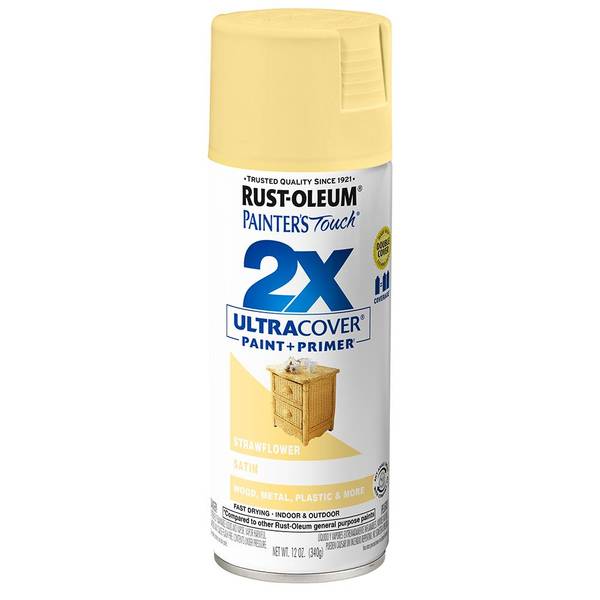Rust-Oleum 249065 Painter's Touch 2x Ultra Cover Spray Paint, 12 oz, Satin Strawflower