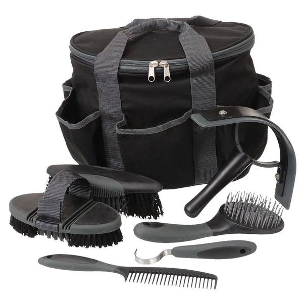 Tough1 Great Grips 6Piece Brush Set With Bag, Gray/Black 689007