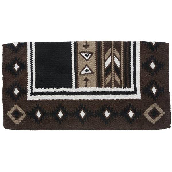 Tough1 36"x34" Cherokee Wool Saddle Blanket, Chocolate/Black/Taupe