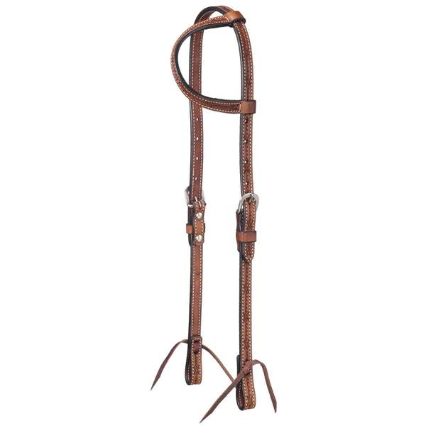Photo of Leather Single Ear Headstall with Barbed Wire Detail