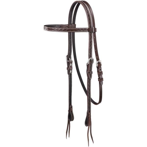 Photo of Zig Zag Tooled Premium Cowhide Browband Headstall