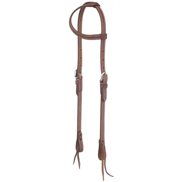 Tough-1 Double Stitched Harness Leather Single Ear Headstall with Tie Ends  42-1860-0-0 Blain's Farm  Fleet