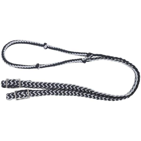 Tough-1 Metallic Cord Knotted Roping Reins, Black/Silver - 54-715-223-0 ...